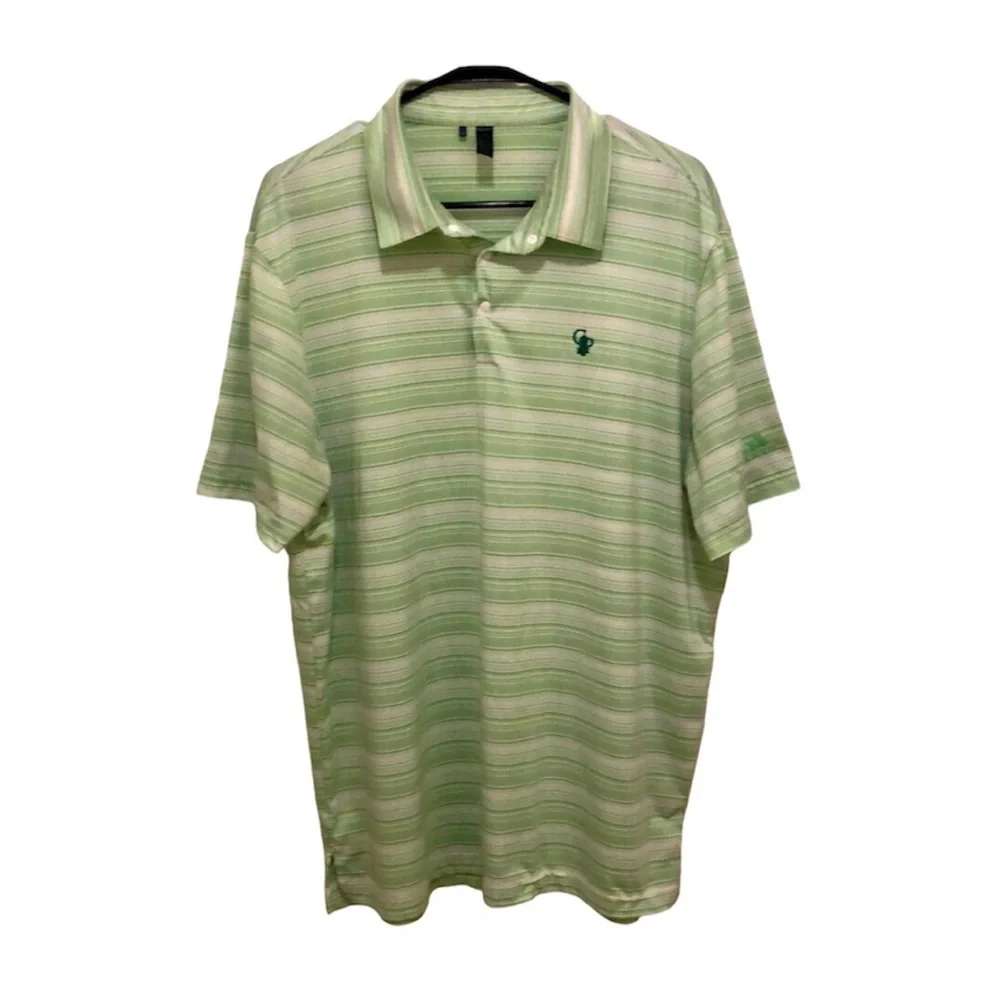 Adidas Green Stripe Golf Polo Shirt Mens XL